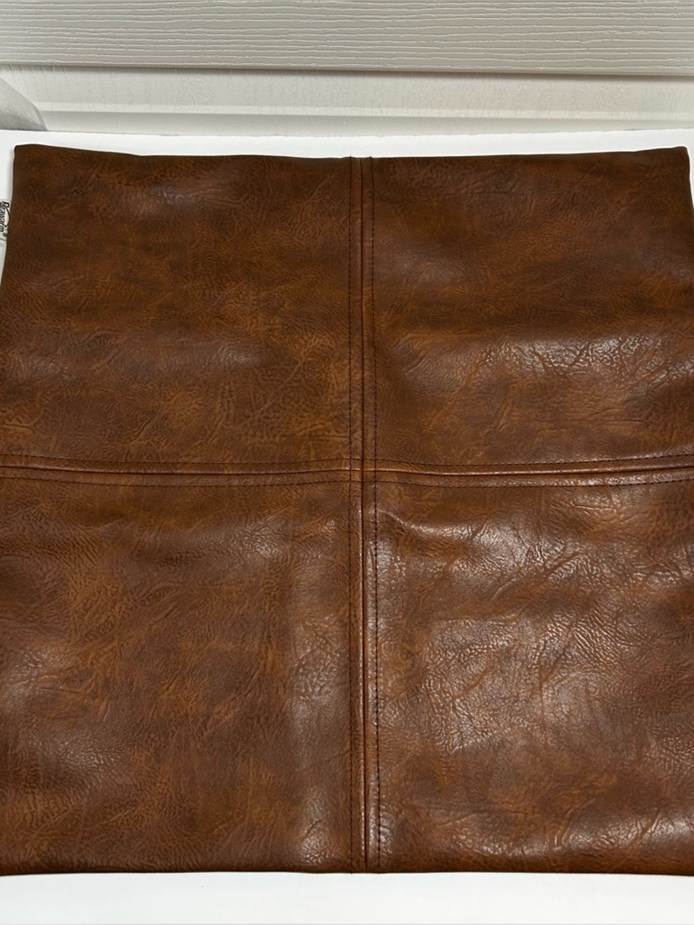 Faux Leather Throw Pillow Cover Zipper Closure Square Brown Brawarm High Quality